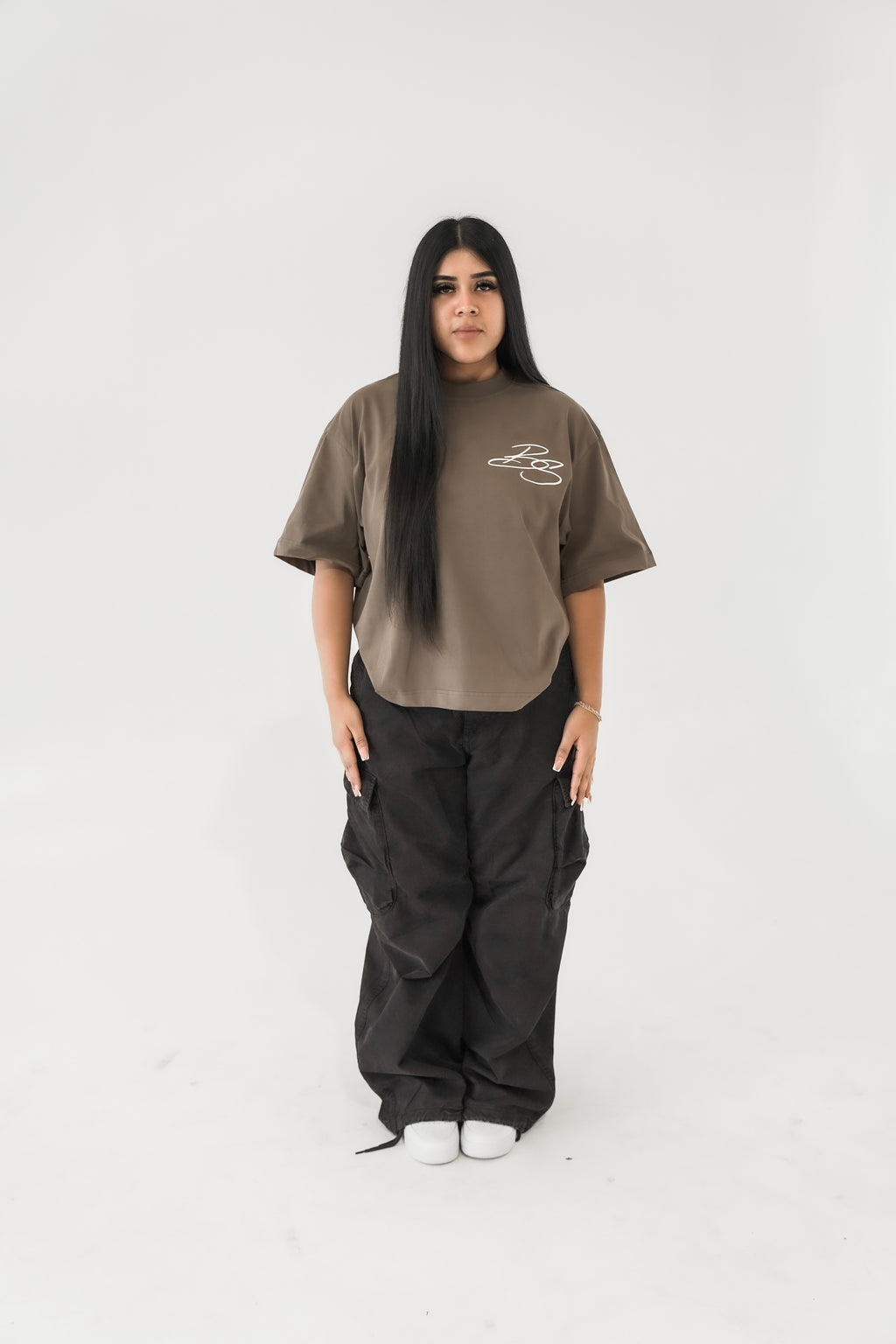BS OVERSIZED CROPPED TEE - MOCHA