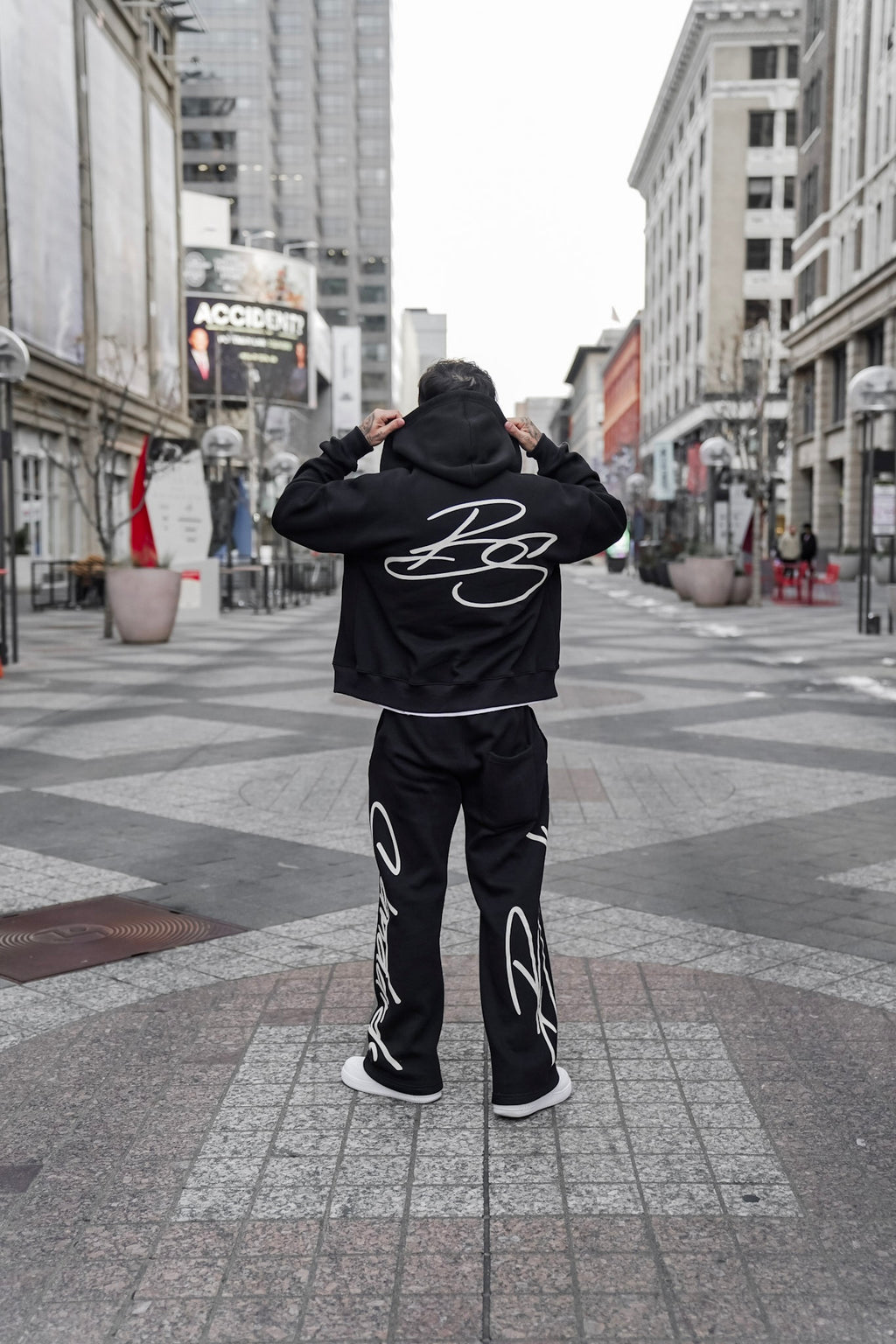 BS DRAWSTRING STRAIGHT-LEG SWEATPANTS- BLACK