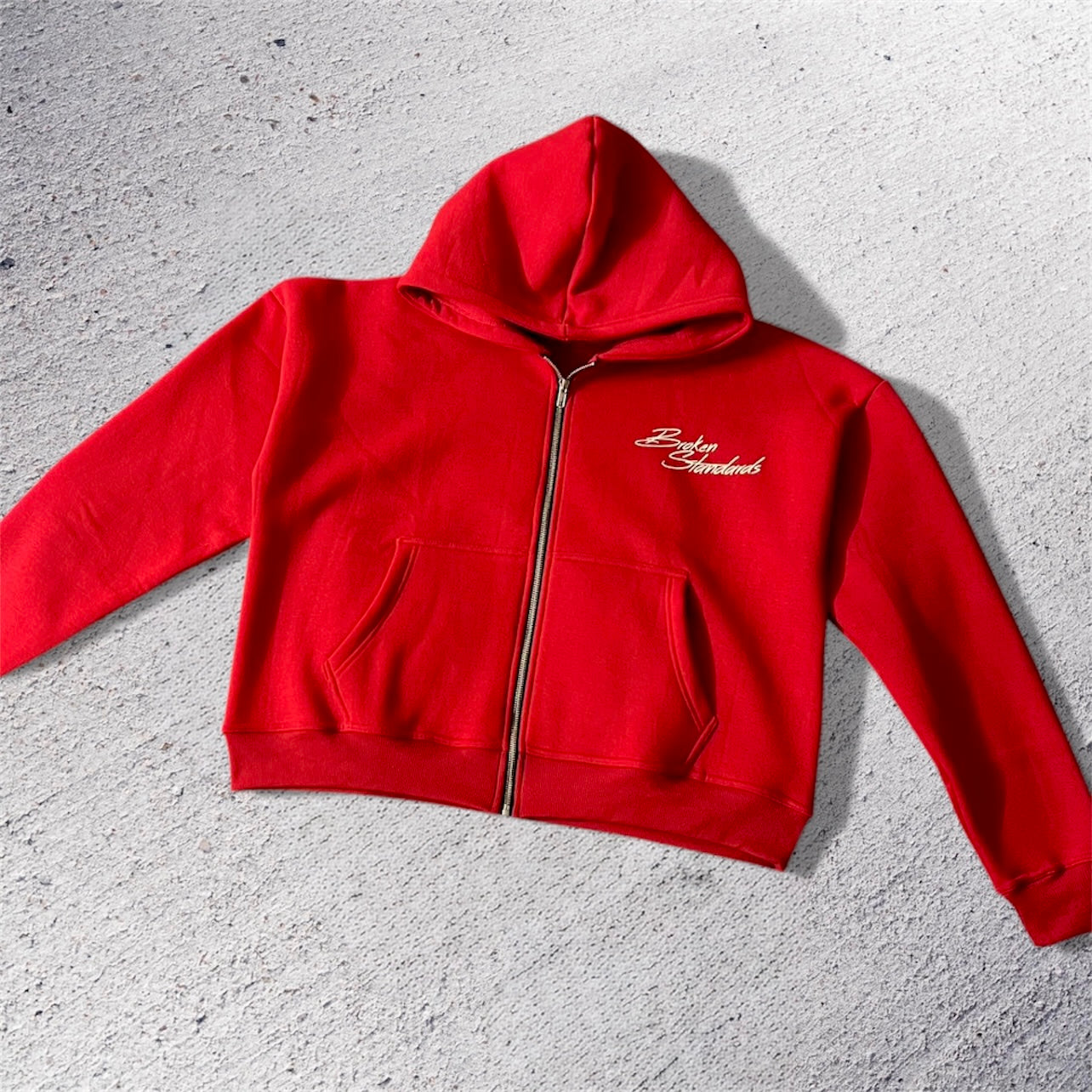 BS ZIP-UP BOXY HOODIE- CRIMSON RED