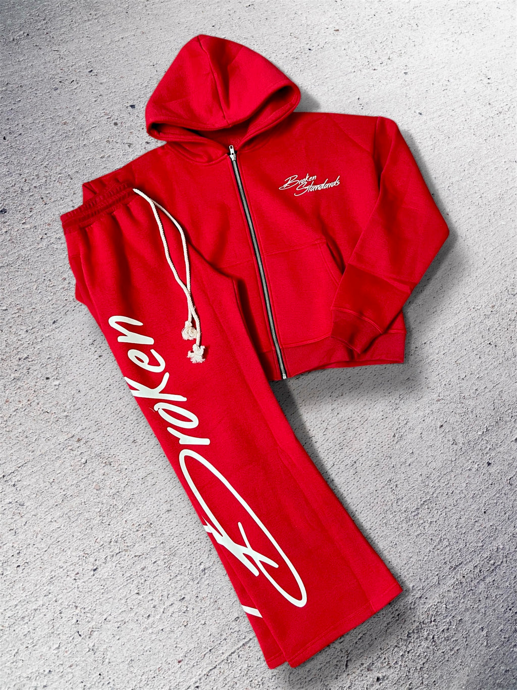 BS DRAWSTRING STRAIGHT-LEG SWEATPANTS- CRIMSON RED