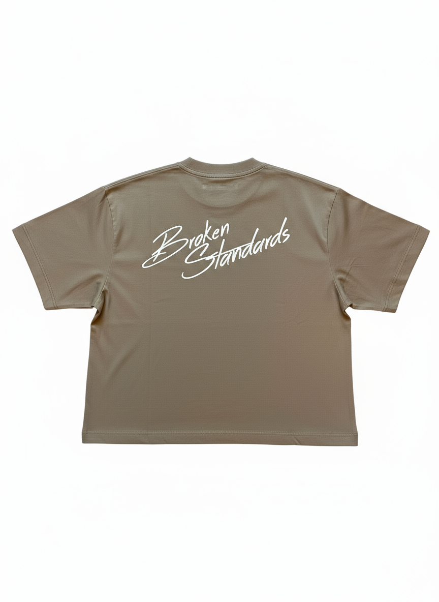 BS OVERSIZED CROPPED TEE - MOCHA